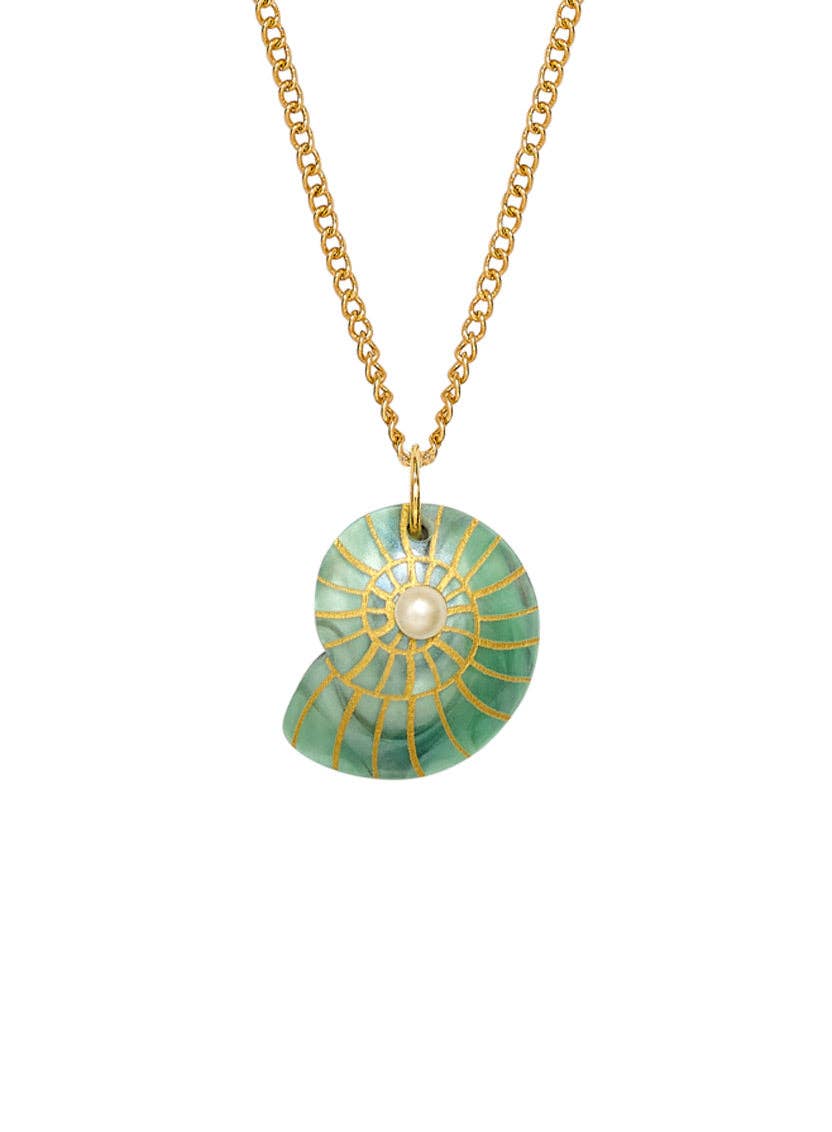 Green Pearl Spiral Shell Pendant