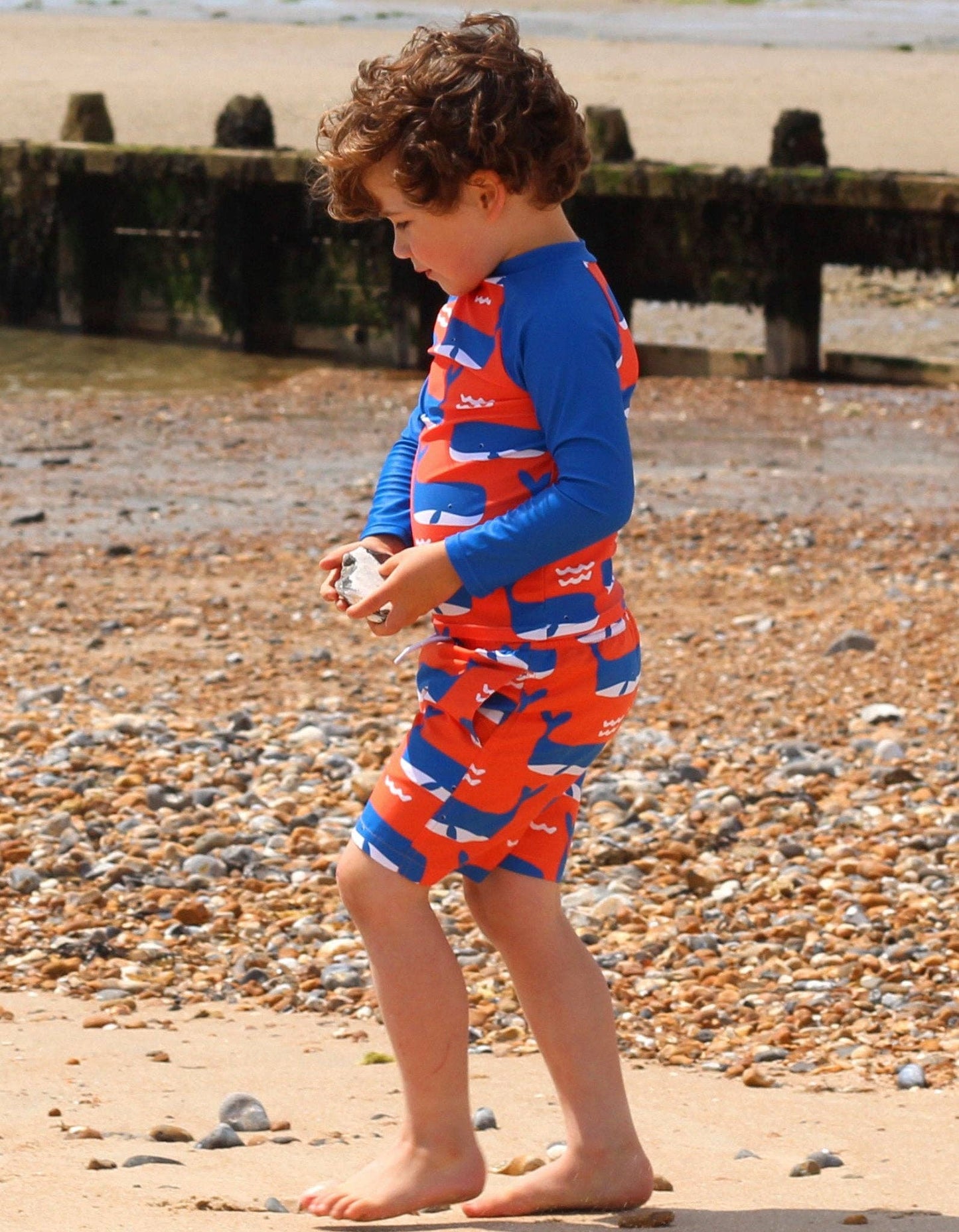 Whale Waves Print Swim Shorts