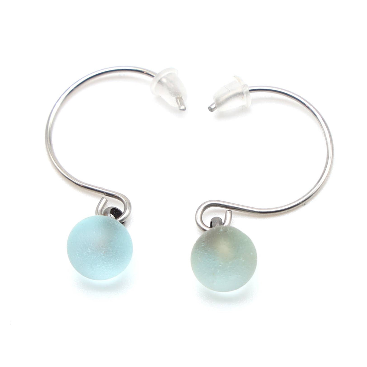Frosted Glass Droplet Hook Earrings