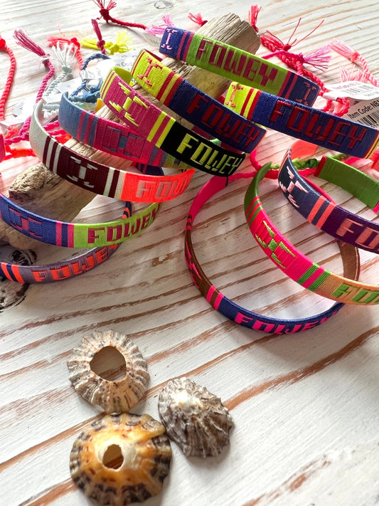 Fowey souvenir woven bracelets colorful, adjustable, handmade friendship bands with marine theme for beach gifts