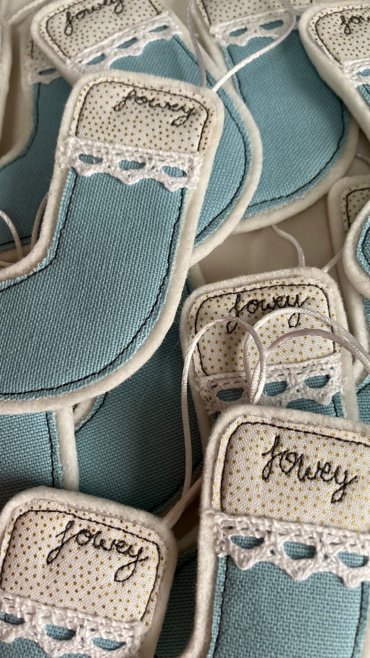 Fowey Christmas Stocking Embroidered Fabric Decoration - Readymoney Beach Shop