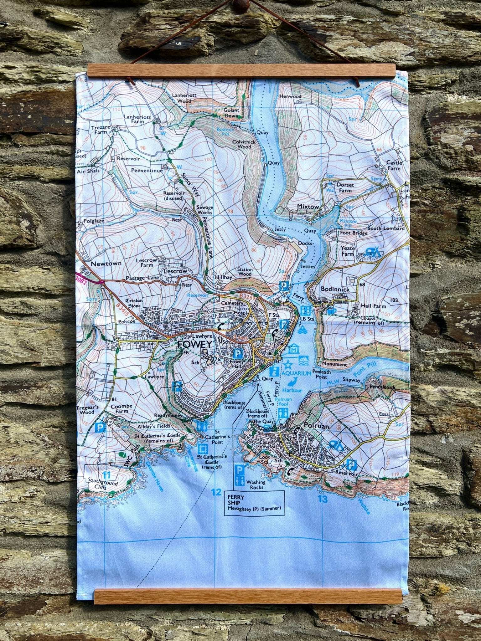 Fowey Map Teatowel - Readymoney Beach Shop