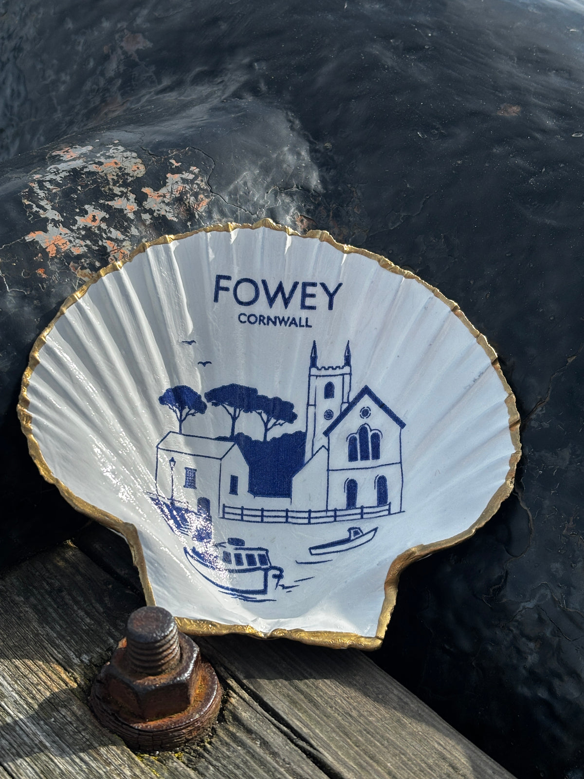 Fowey Gold Edged Scallop Shells
