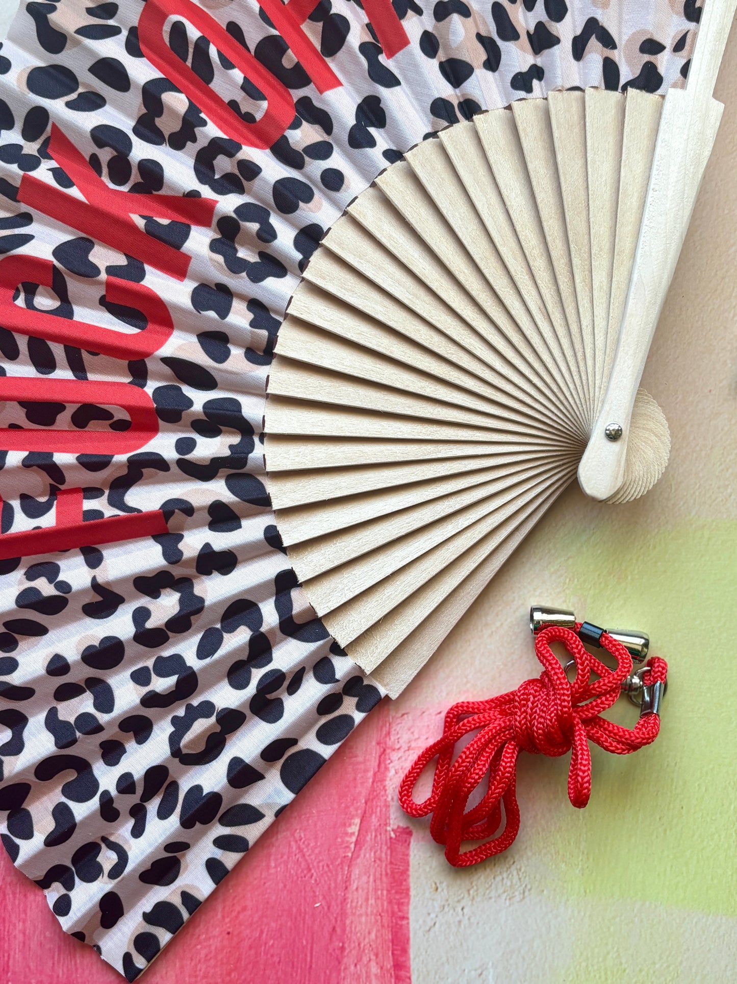 Fuck Off Leopard Print Folding Fan