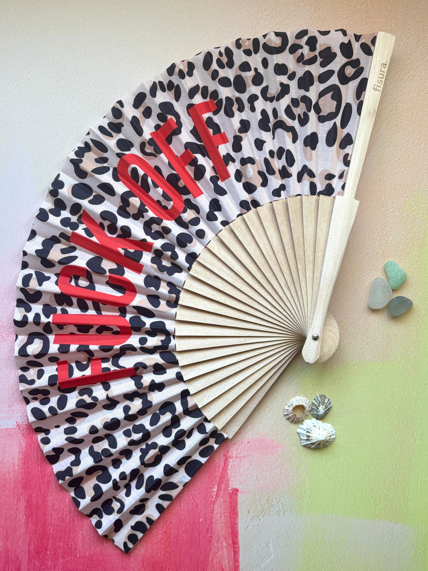 Fuck Off Leopard Print Folding Fan