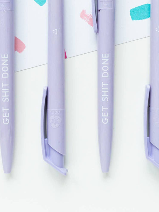 Get Shit Done Lilac Recycled Eco Ballpoint Pen - Stationery