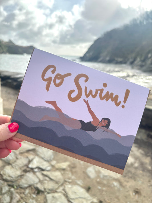 Go Swim! Greetings Card