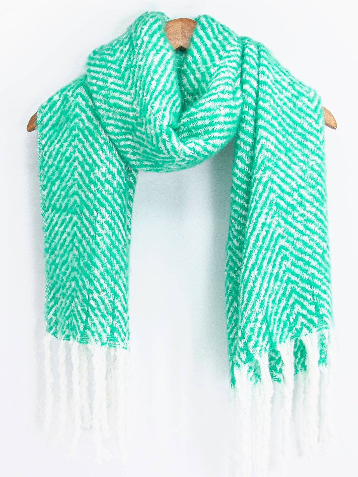 Green Herringbone Heavyweight Scarf