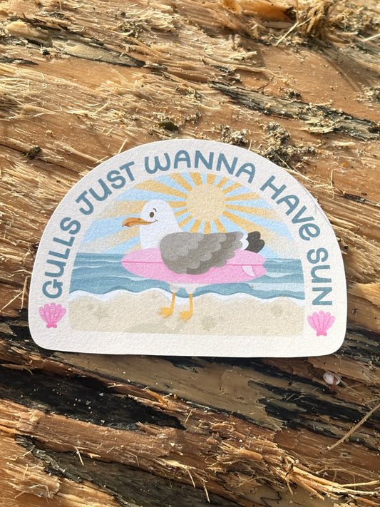 Gulls Just Wanna Have Sun Recycled Sticker