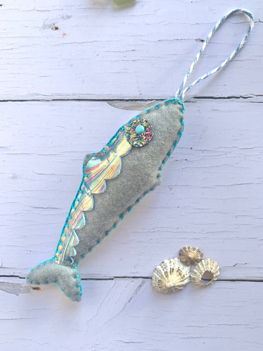 Handmade Felt Cornish Mackerel Decoration - Readymoney Beach Shop