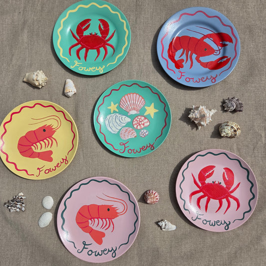 Handpainted Colourful Fowey Sealife Plates