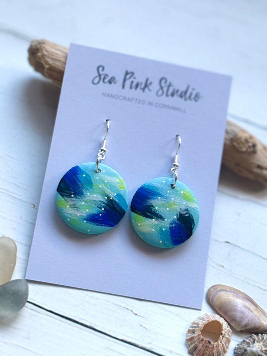 Handpainted Harbour Sands Wooden Earrings