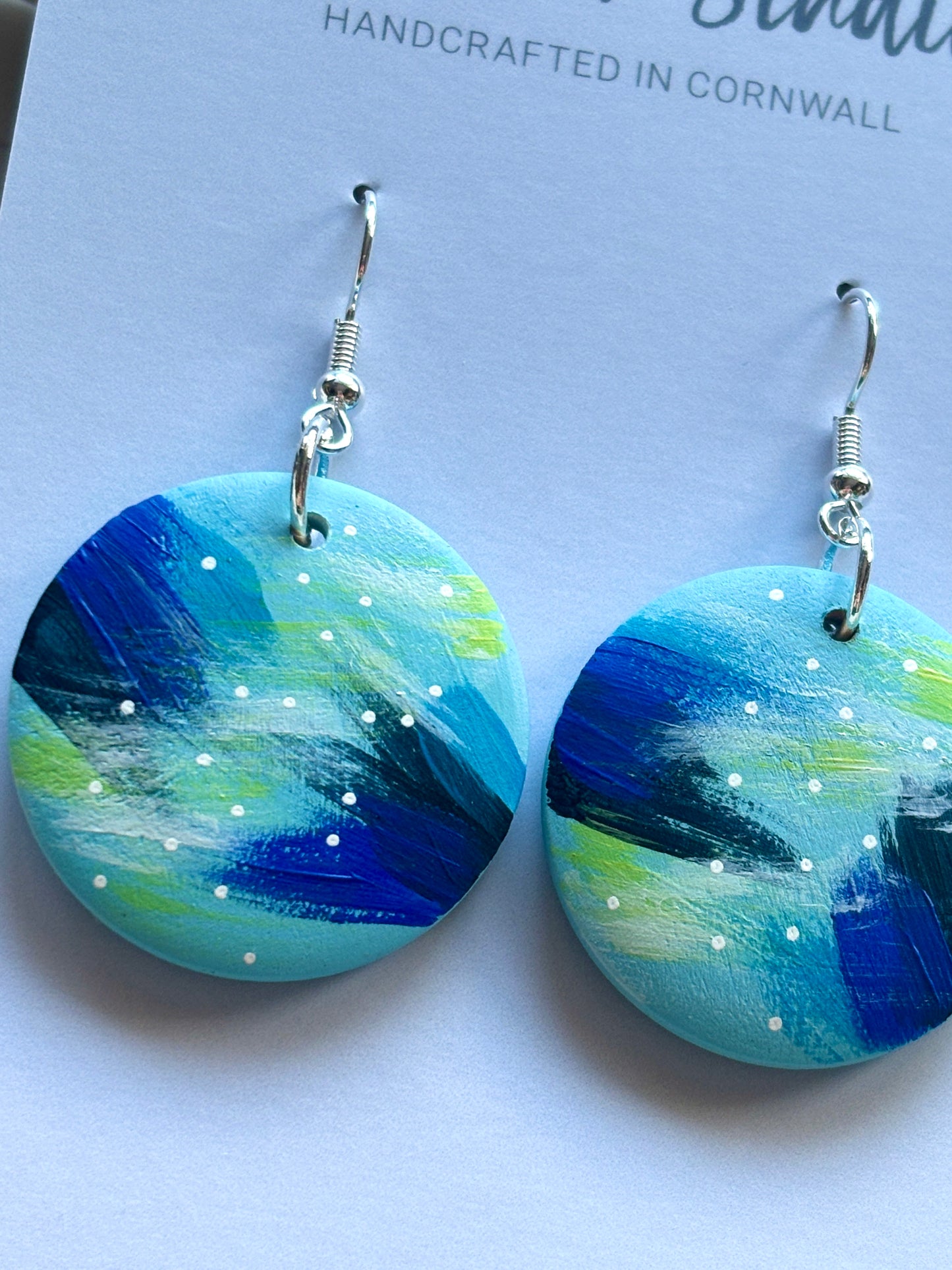 Handpainted Harbour Sands Wooden Earrings