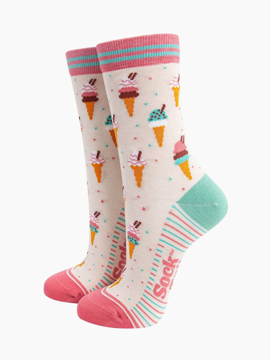 Icecream Cone Bamboo Socks Size 3-7