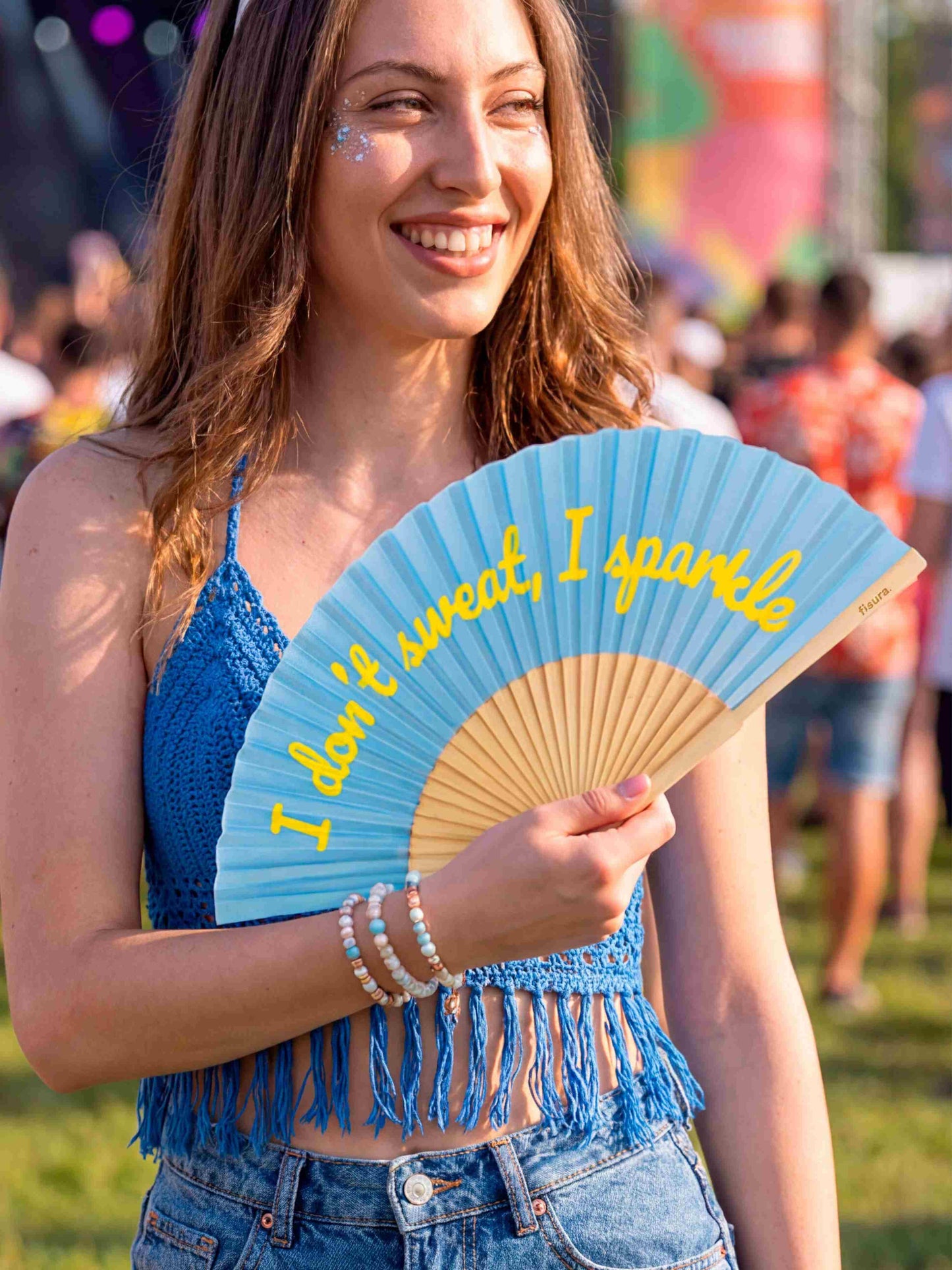 "I don't sweat, I sparkle" Folding Fabric Fan