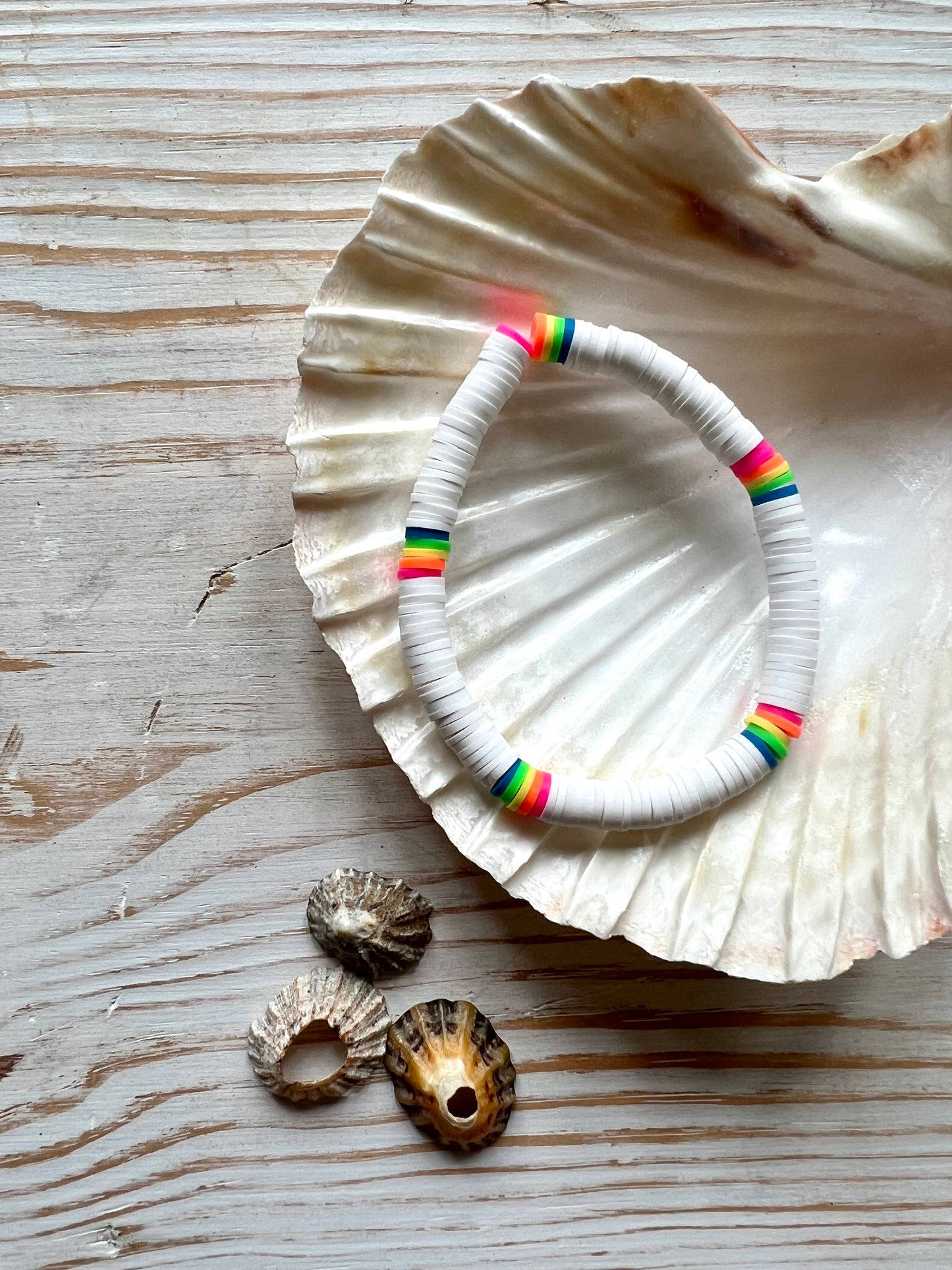 Rainbow Stripe Bright Beaded Beach Bracelet