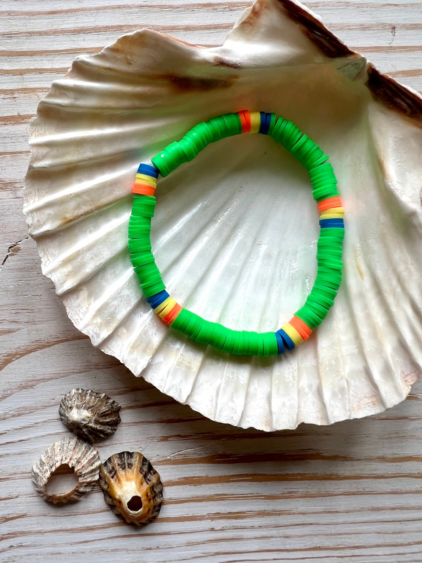 Rainbow Stripe Bright Beaded Beach Bracelet