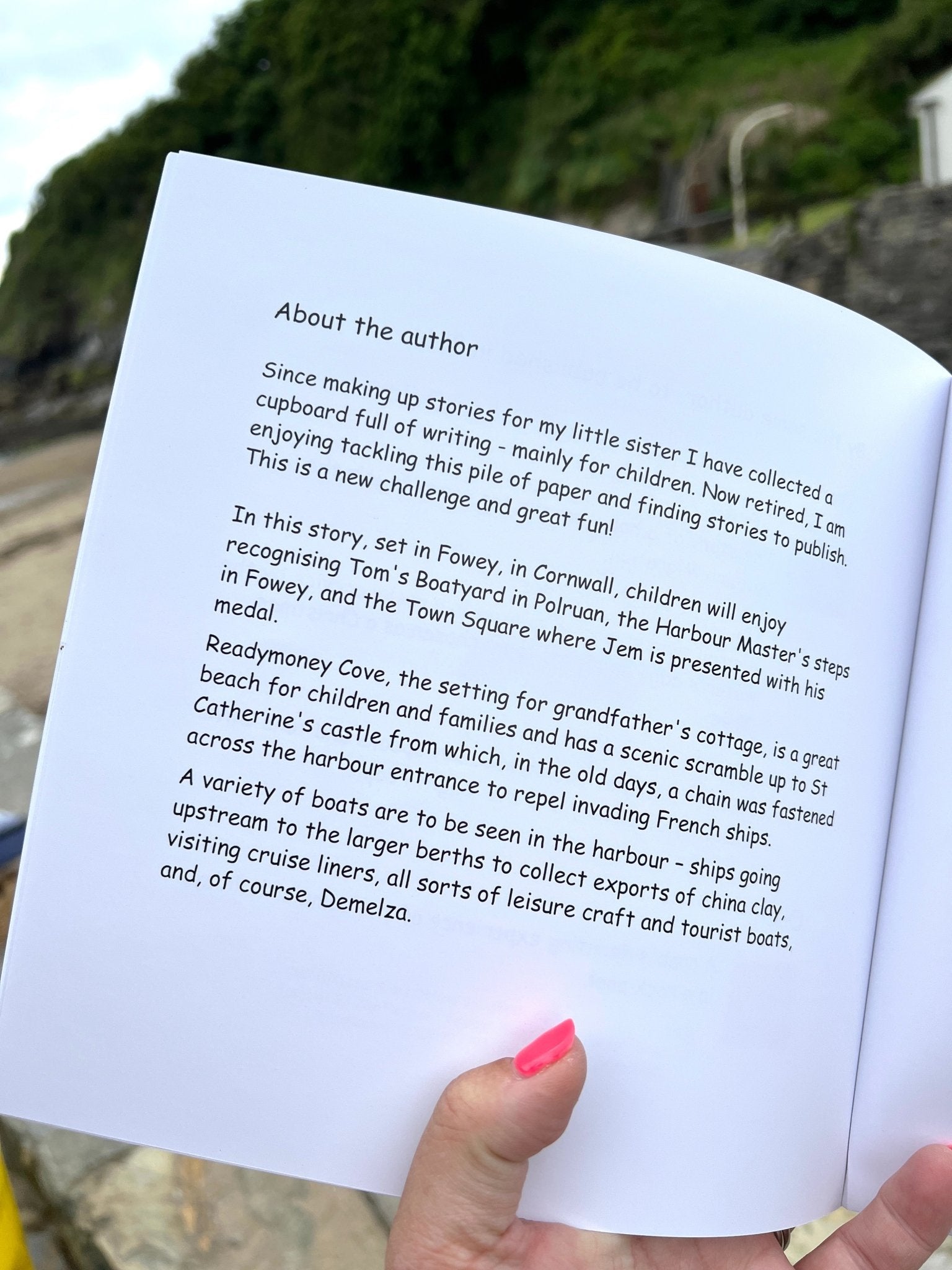 author bio page—Jem’s Clifftop Adventure kids’ book set in Cornwall, with real coastal landmarks and family-friendly themes
