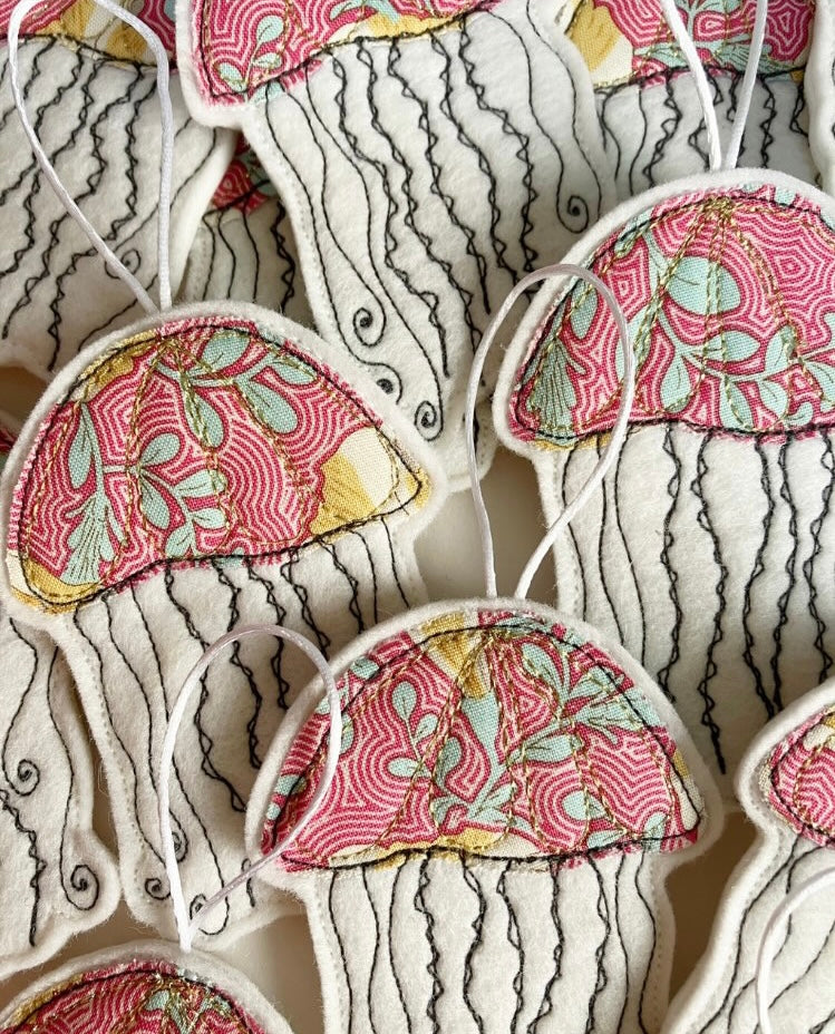 Fabric Embroidered Decorations: Seagulls, Seal, Buoy, Crab, Ice-Cream, Jellyfish