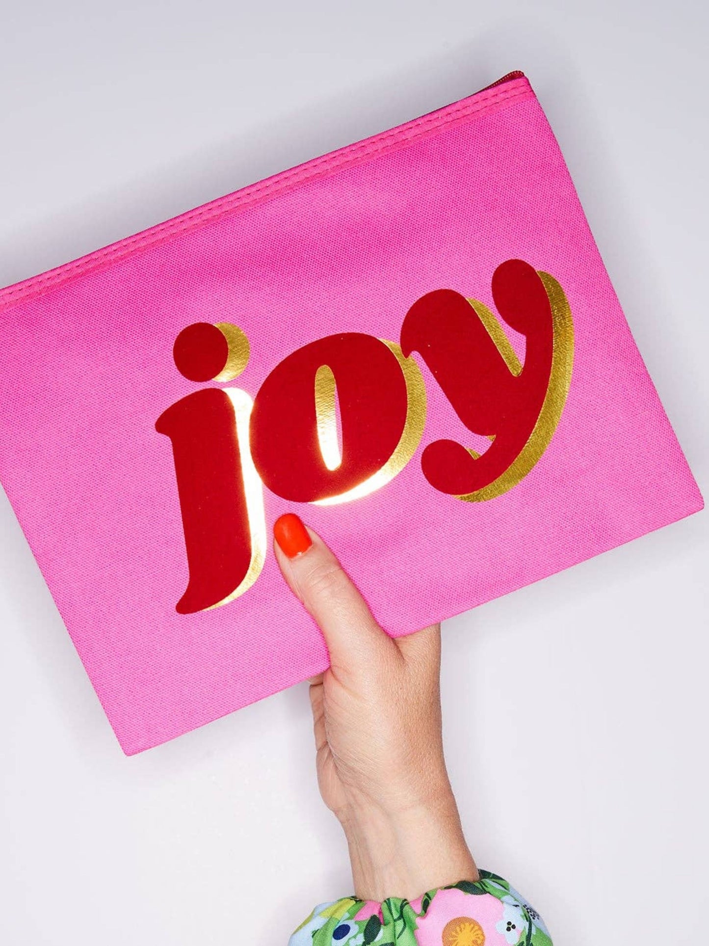 Joy Pink Red & Gold Waterproof Zipped Purse Pouch