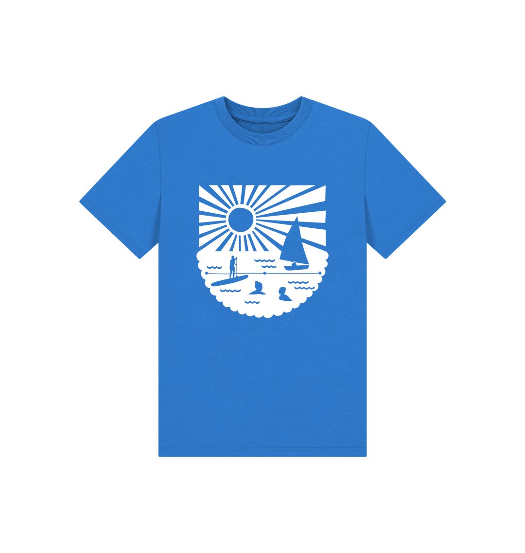 kids’ marine blue tee with Readymoney Cove beach print—breathable, fun, and ideal for sunny coastal adventures