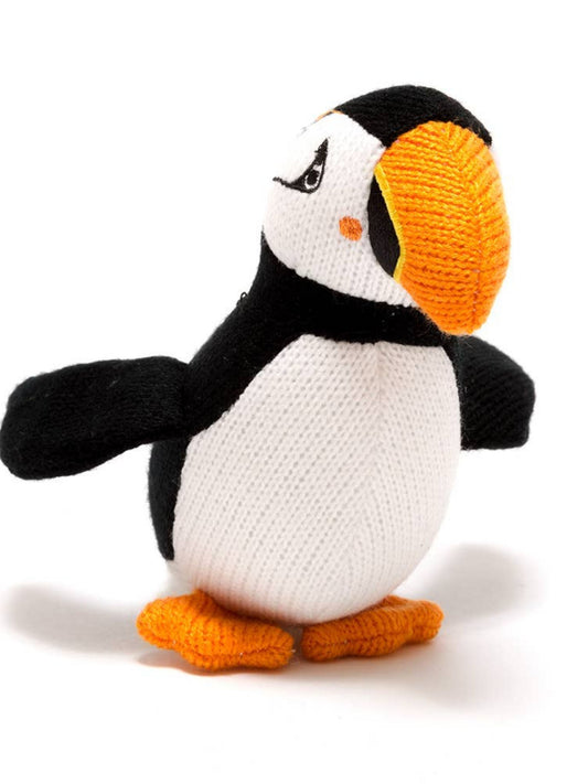 Knitted Puffin Baby Toy
