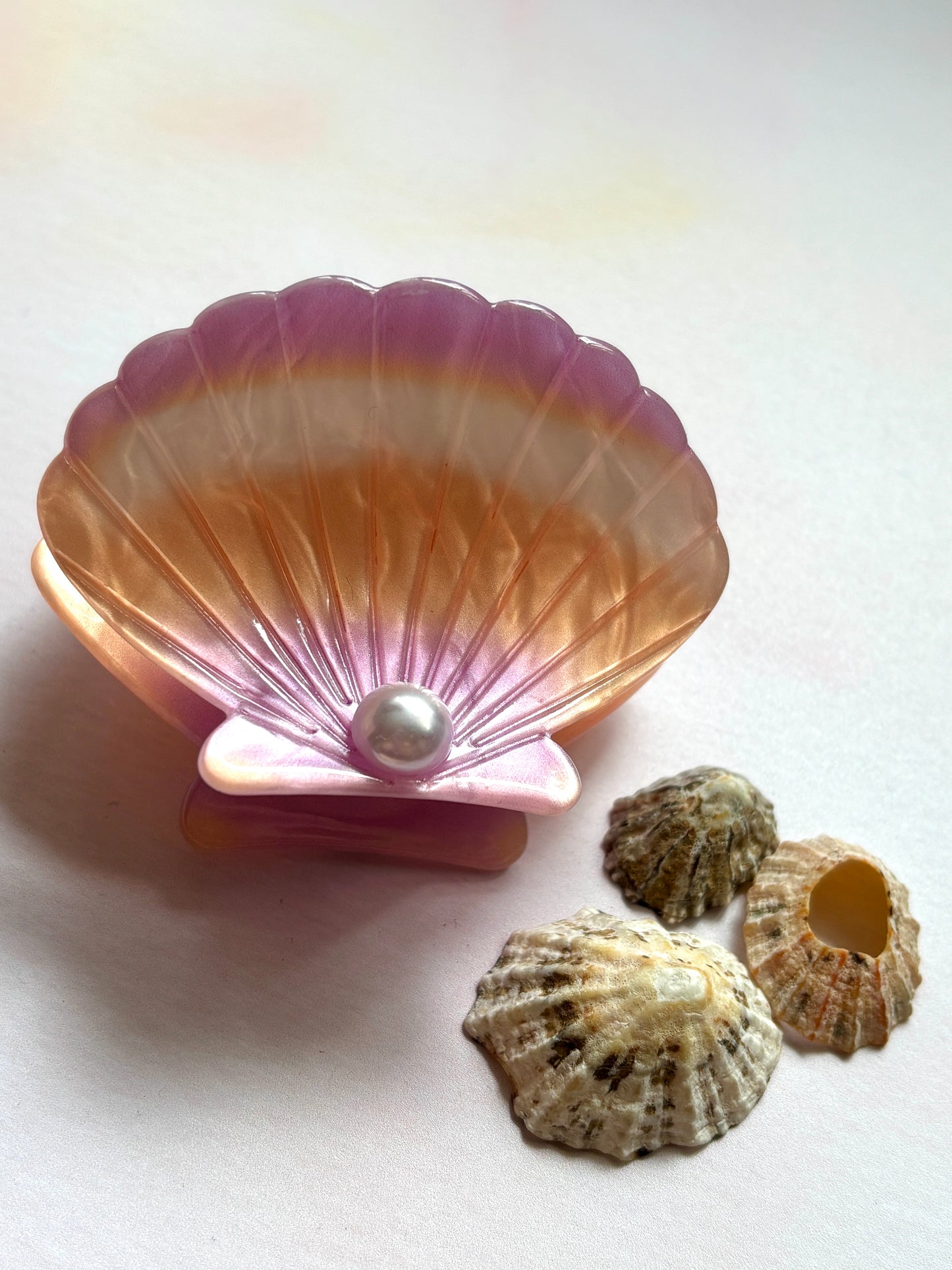 Lilac & Peach Pearl Shell Hair Claw