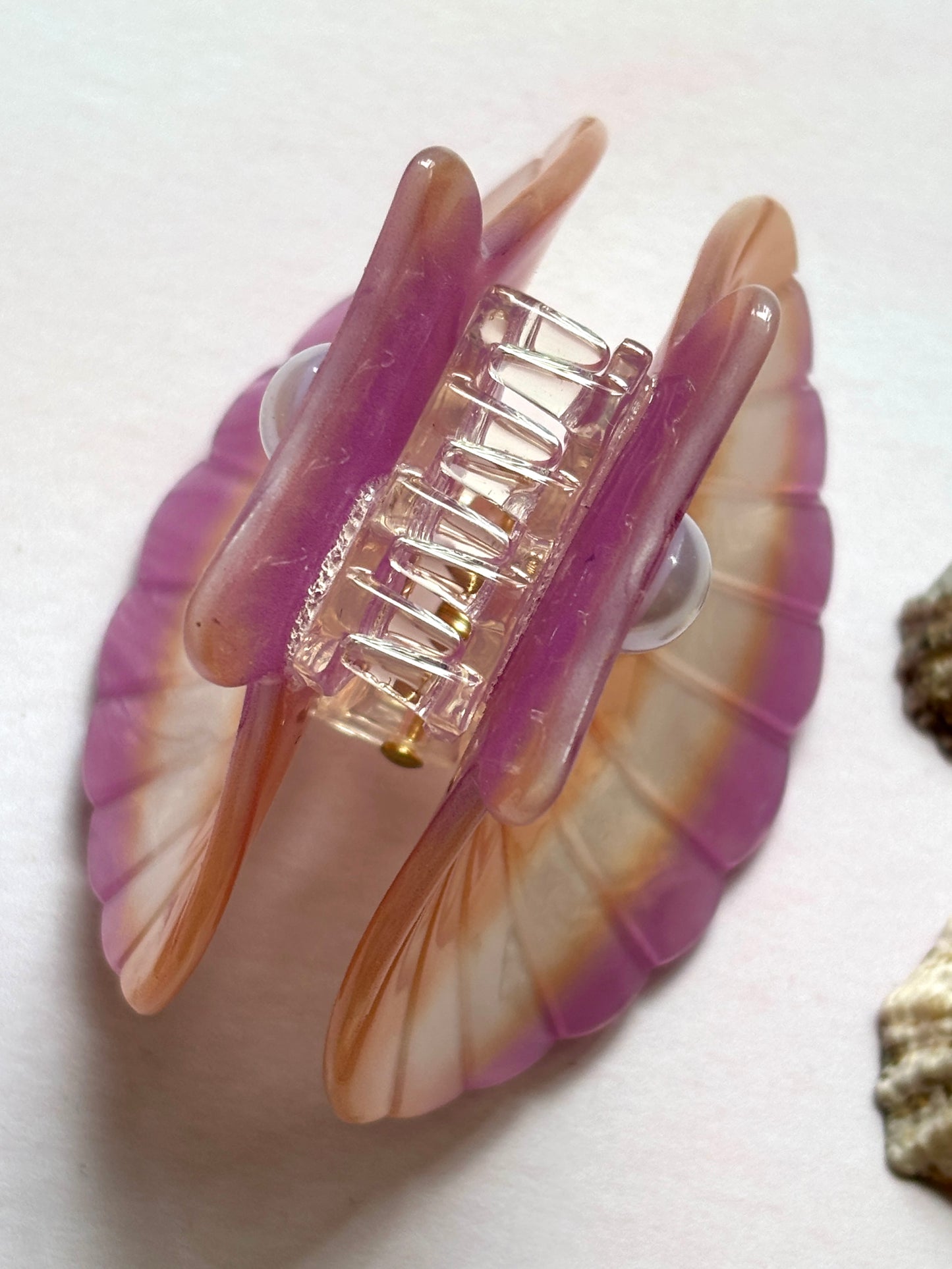 Lilac & Peach Pearl Shell Hair Claw