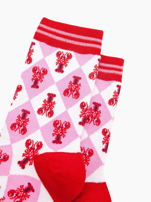 Lobster Diamond Checkerboard Bamboo Socks Size 3-7