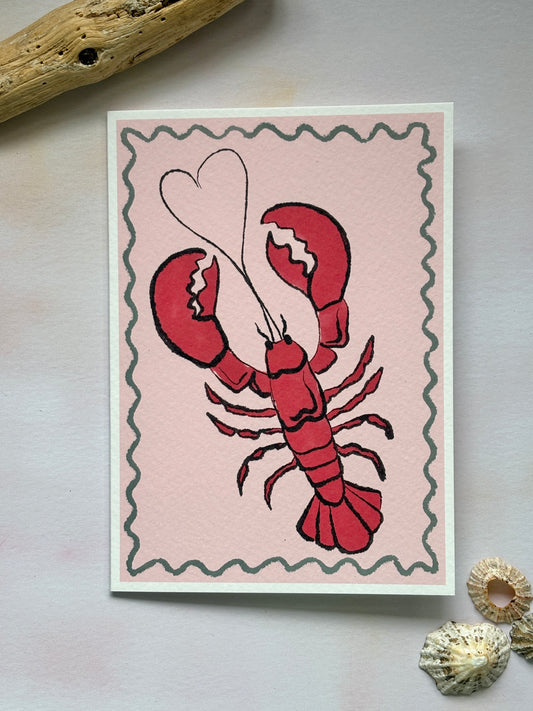 Colourful Lobster Heart Greetings Cards