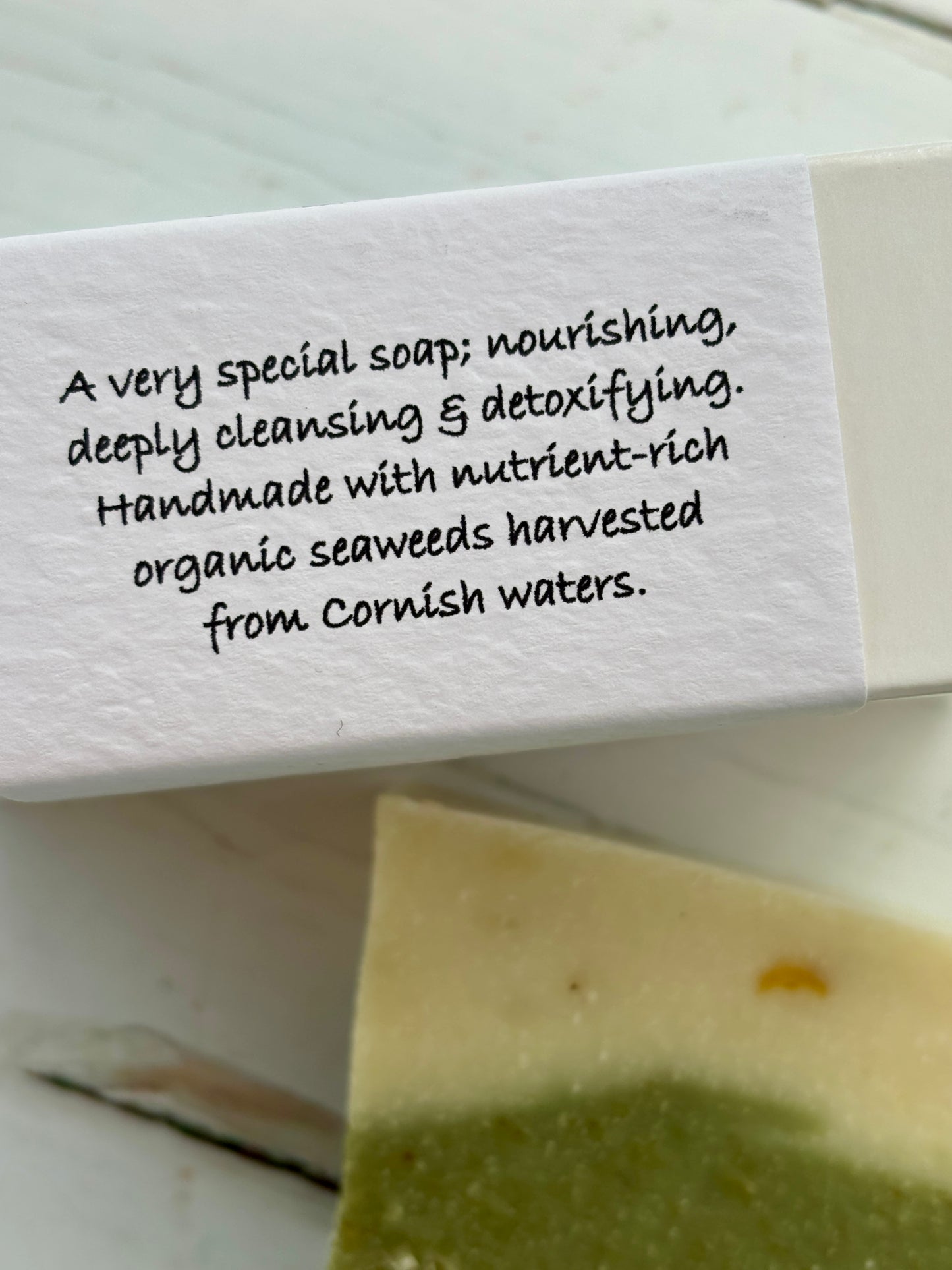 handmade Cornish seaweed soap—natural, cleansing, and eco-friendly bar enriched with coastal botanicals