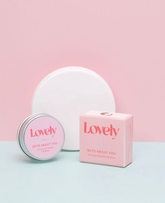 lovely coconut & vanilla lip balm—handmade, tropical, nourishing blend in a pastel tin for natural skincare and gifting