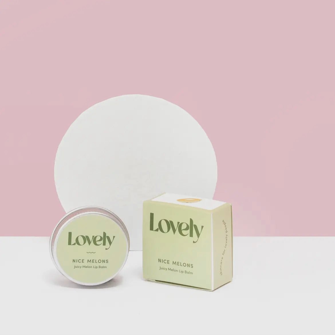 lovely juicy melon lip balm—handmade, fruity and hydrating in a pastel tin for natural skincare and summer gifting