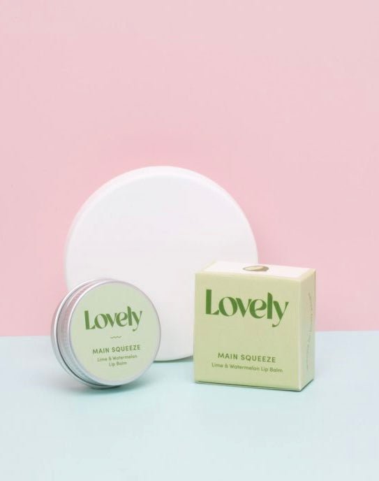 lovely lime & watermelon lip balm—handmade, fruity, hydrating blend in a pastel tin for natural skincare and gifting