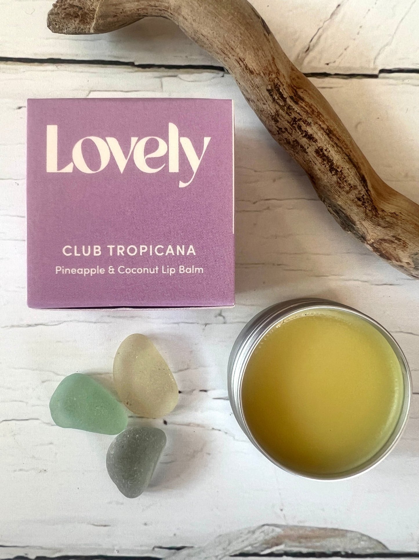 lovely pineapple & coconut lip balm—handmade, tropical, hydrating blend in a tin for natural skincare and beachy gifting