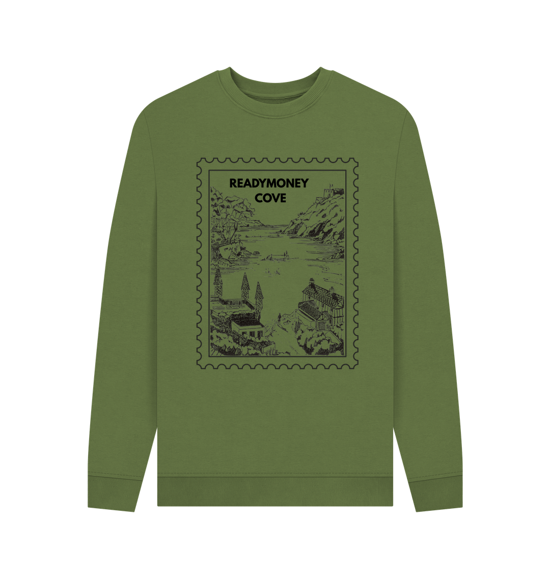 khaki men’s sweatshirt – Readymoney Cove stamp pullover, soft coastal layer for laid-back weekends and scenic escapes