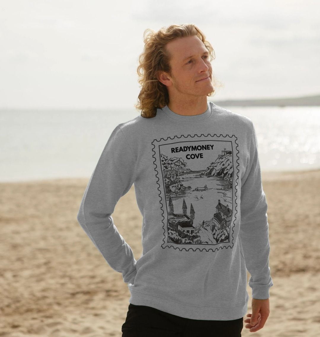 light heather men’s sweatshirt – Readymoney Cove stamp pullover, soft coastal layer for breezy beach days and slow mornings