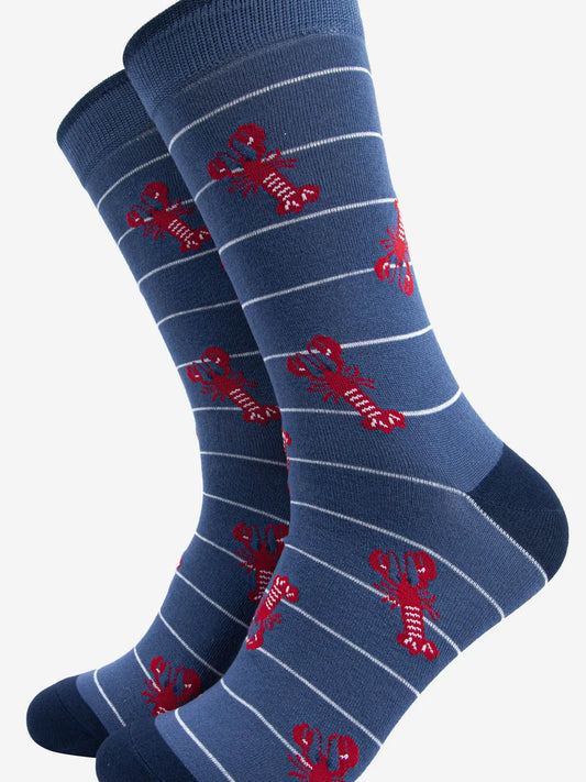 Lobster Stripe Bamboo Mens Socks - Size 7 to 11