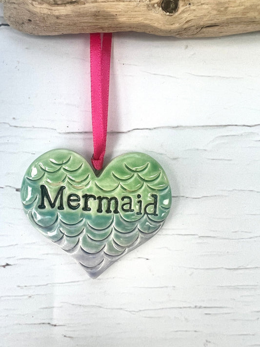 Mermaid Ceramic Heart Tag - Readymoney Beach Shop