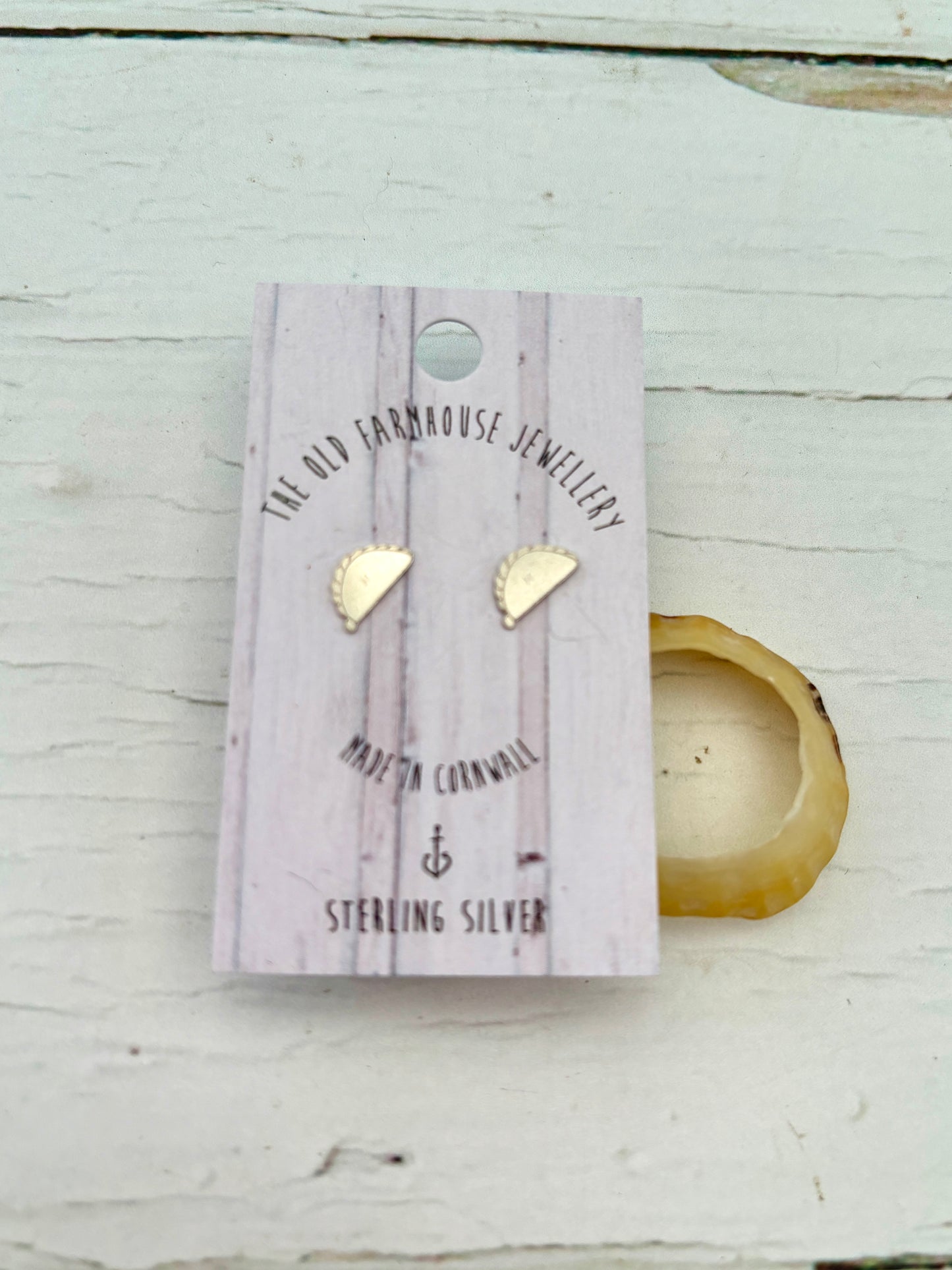 mini cornish pasty sterling silver stud earrings unique novelty food jewelry, handmade Cornwall gift cute accessory