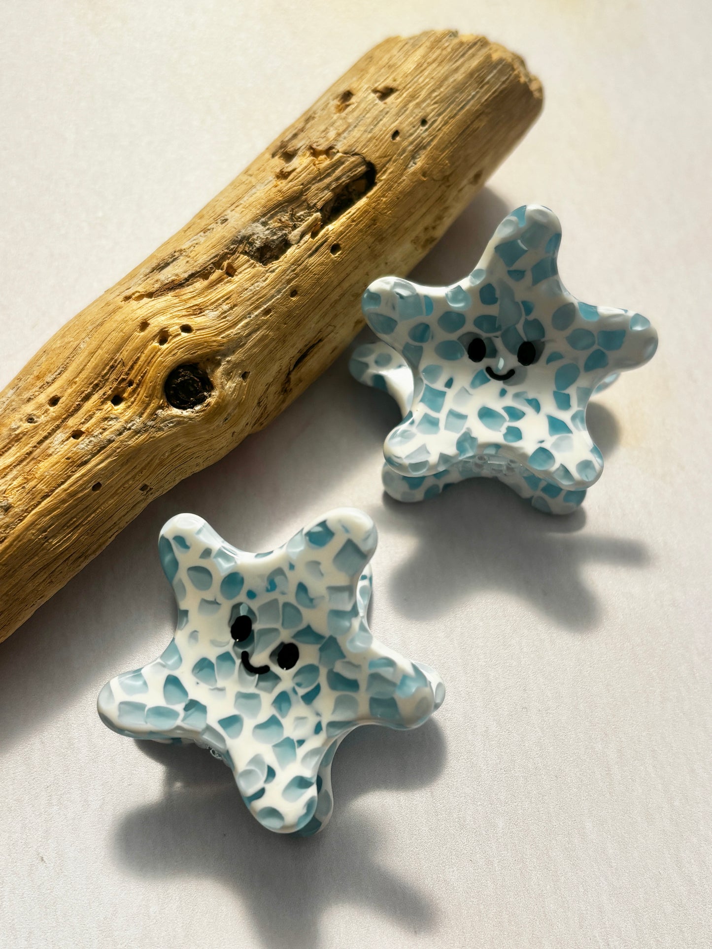 Mini Blue Terrazzo Starfish Hair Claws