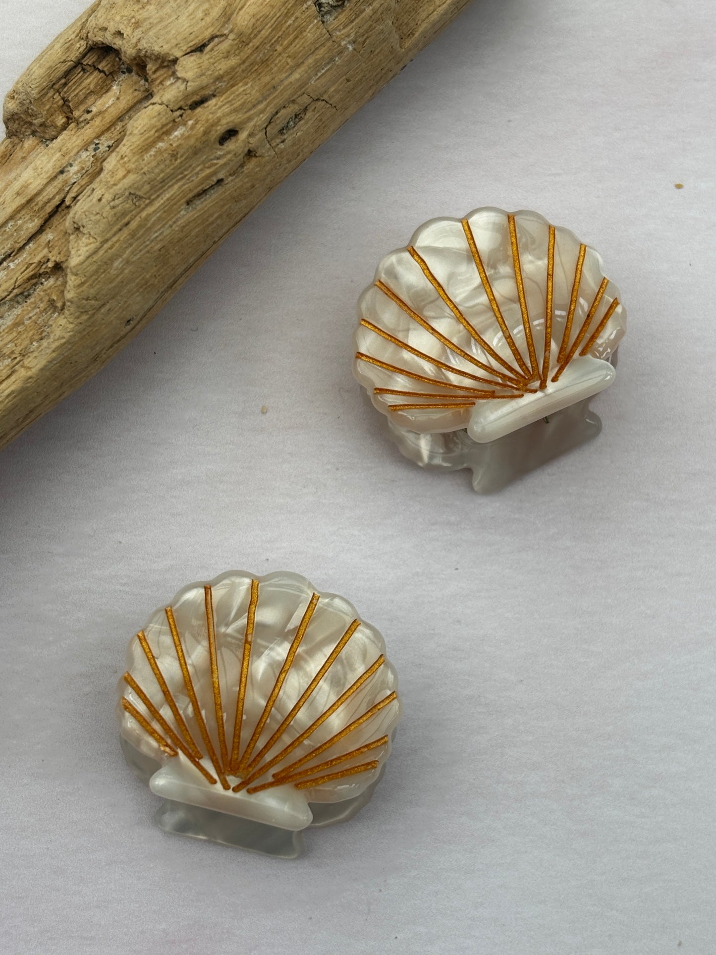 Mini Pearl White Seashell Hair Claws