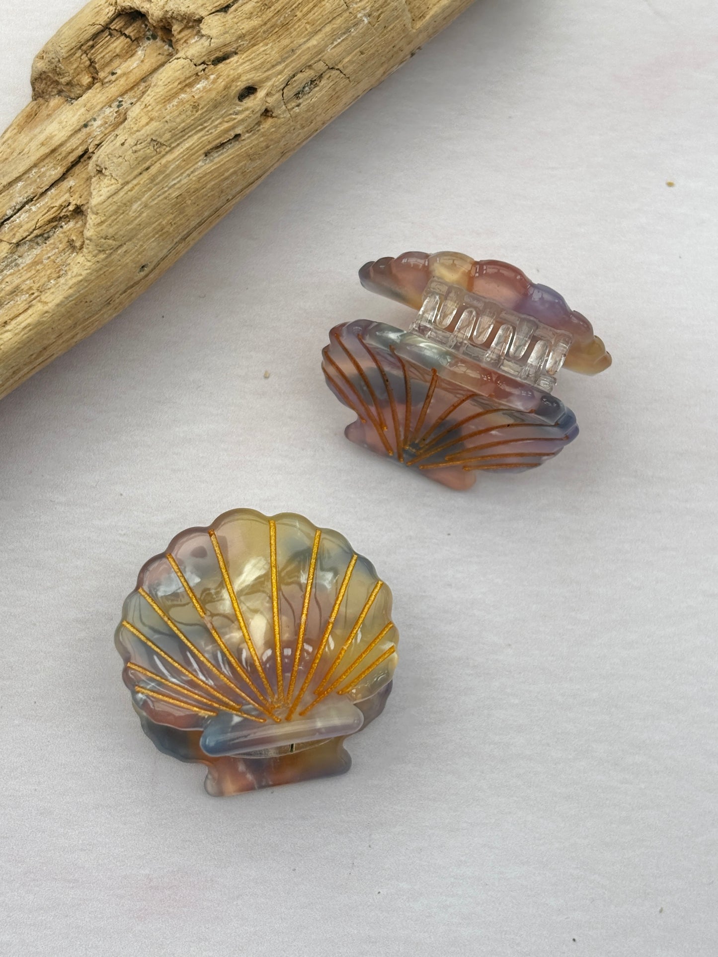 Mini Purple & Blue White Seashell Hair Claws