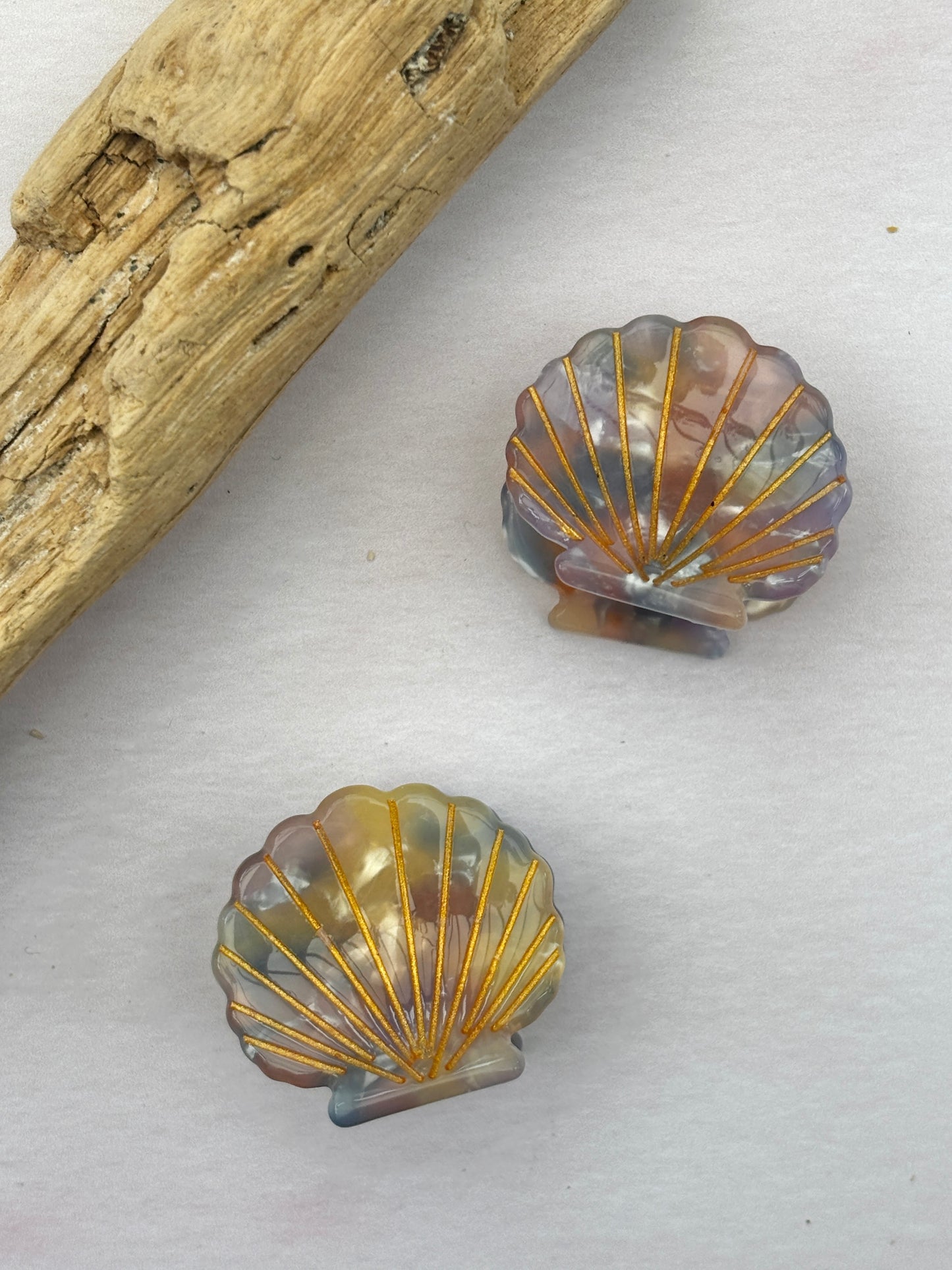 Mini Purple & Blue White Seashell Hair Claws