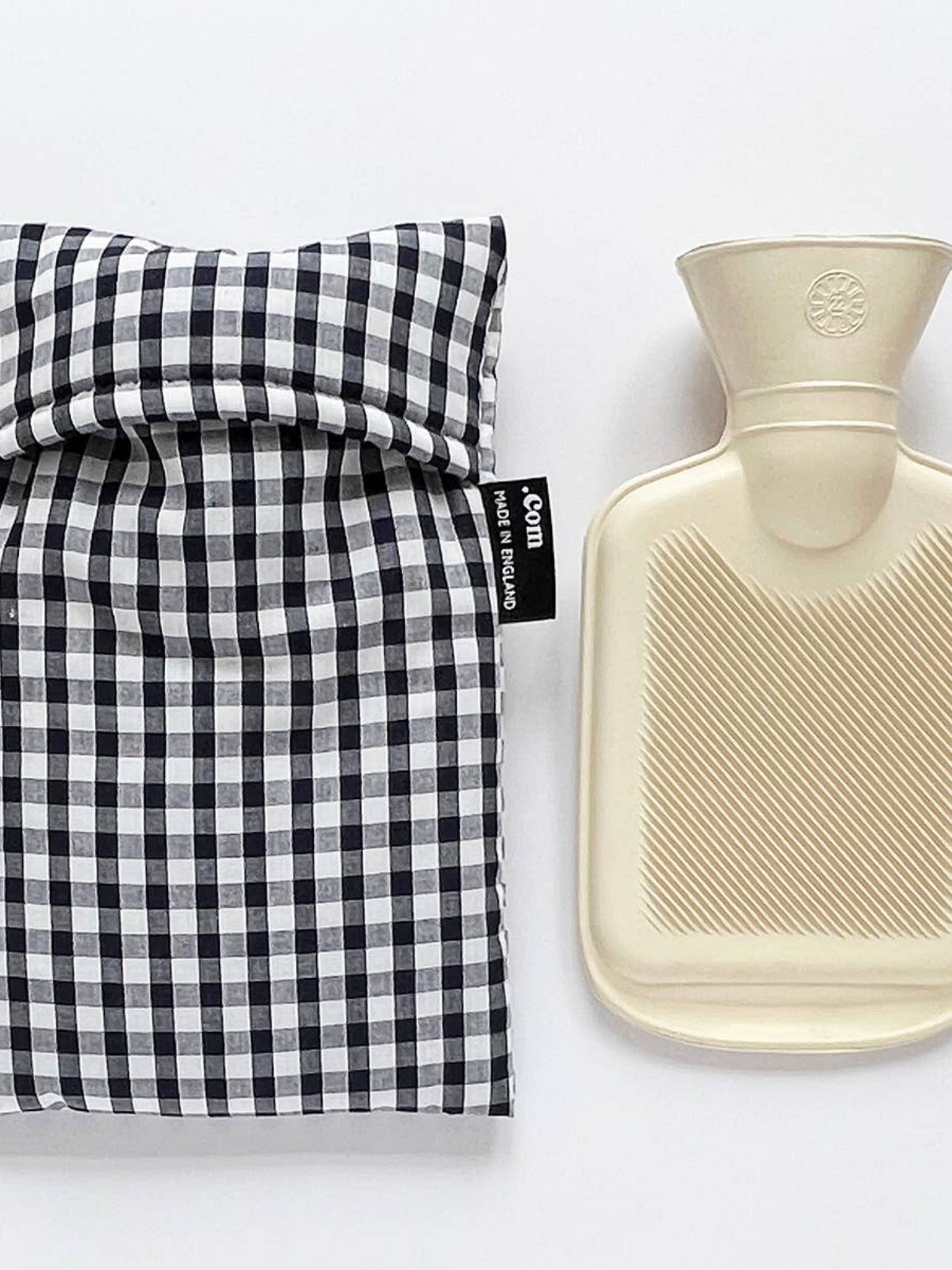 Navy Gingham Cute Hot Water Bottle