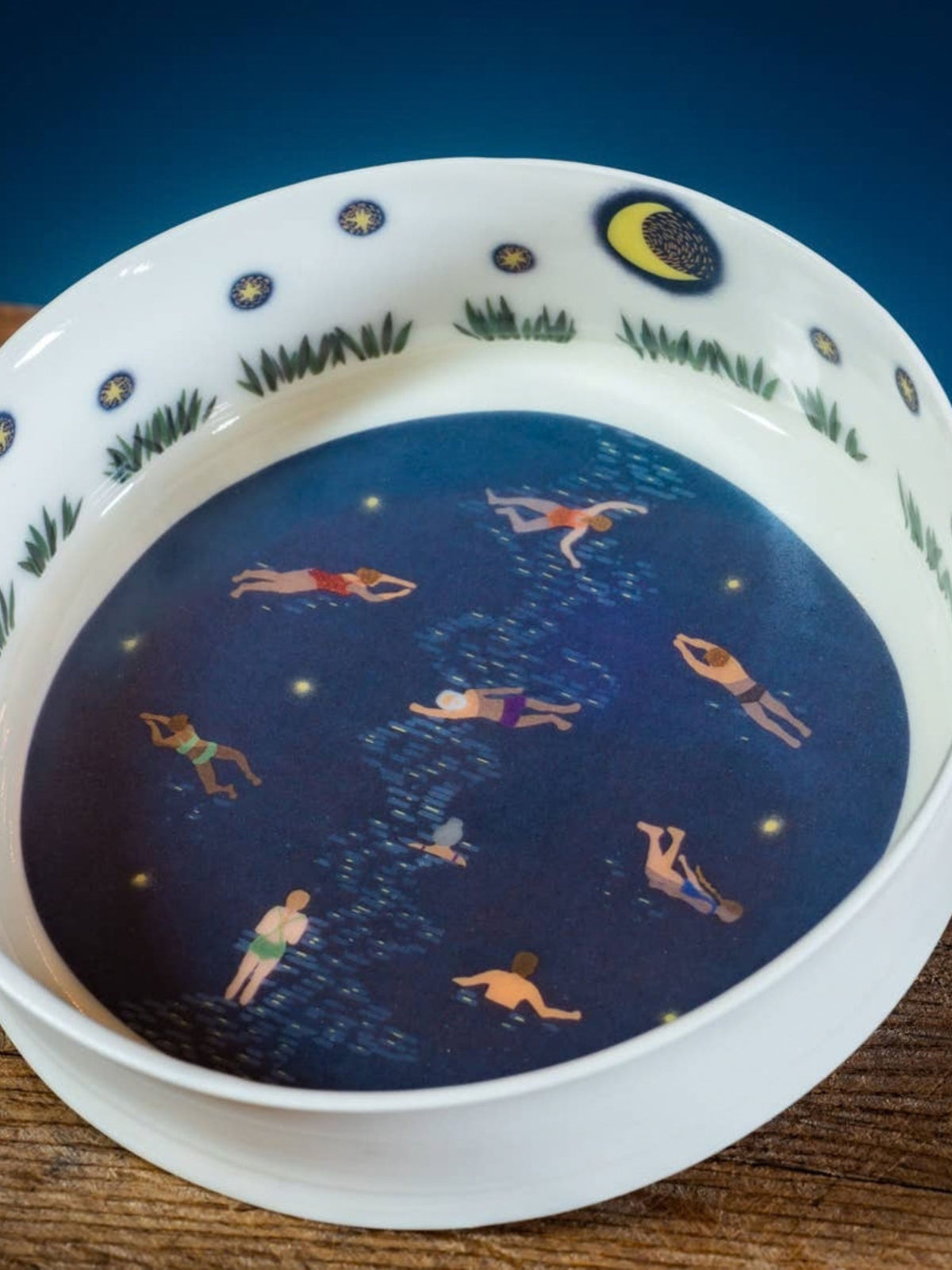 Night Swimmers Handmade Fine Porcelain Bowl