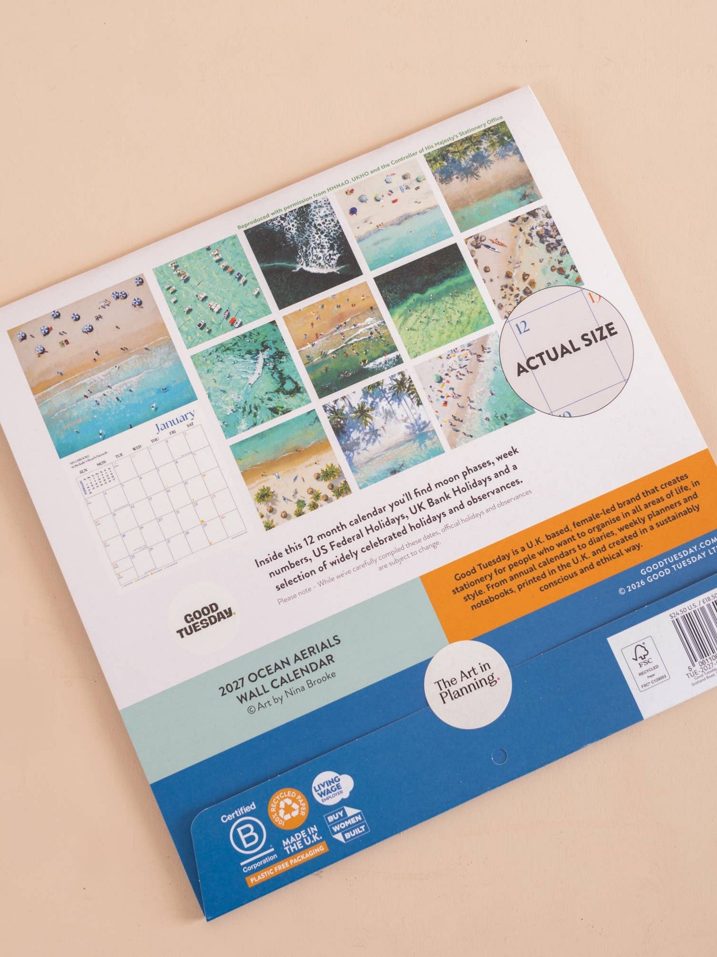2027 Ocean Aerials Seascapes Calendar by Nina Brooke