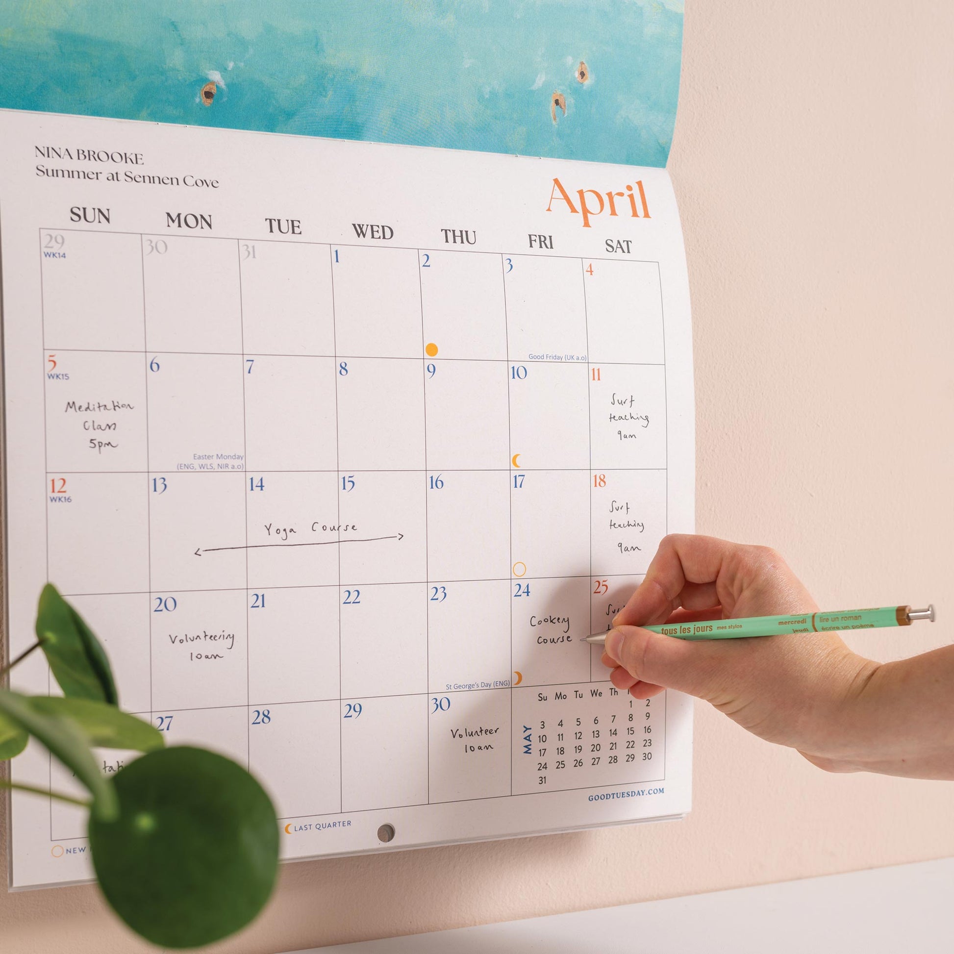 Nina Brooke Ocean Aerials calendar—beach art meets planner, perfect for coastal décor, mindful scheduling, and creative gifting