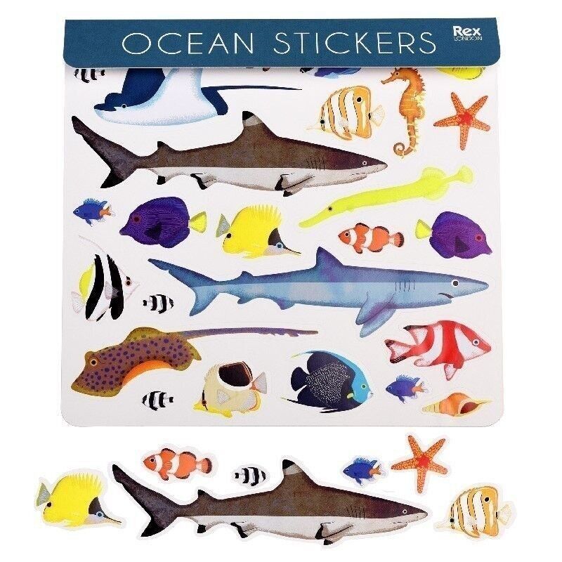 ocean animal sticker sheet—colorful marine creatures for kids’ crafts, scrapbooking, rewards, or party favors
