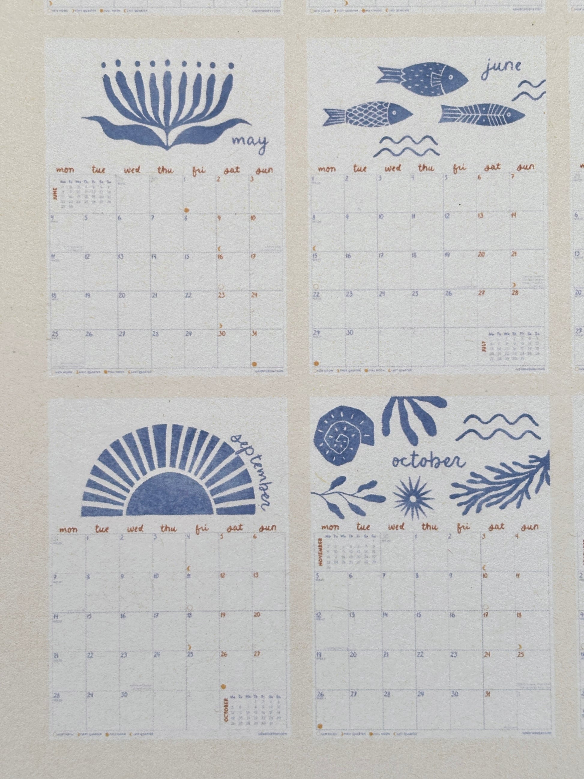 ocean mermaid 2026 calendar—whimsical ocean art with fish and plants, ideal for coastal décor, moon tracking, and creative gifting
